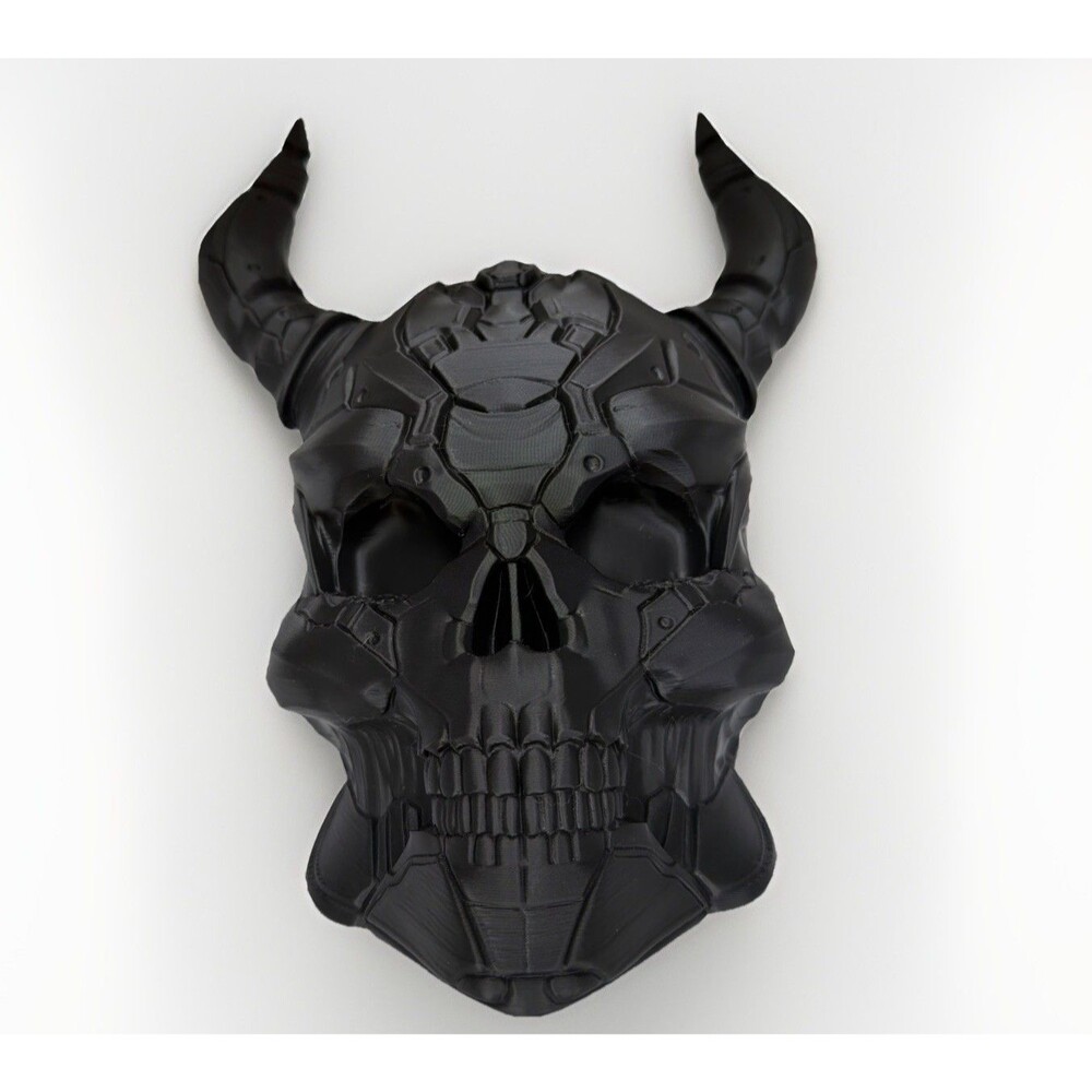 Demon Skull Full Size Art Display Piece Headphones Stand USA Made 9x8x7 Blk Silk